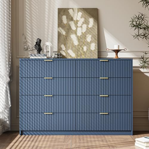 MAISONARIA Navy Dresser for Bedroom, 8 Drawer Double Dresser, Modern Chest of Drawers for Bedroom, Living Room, Entryway and Closet, 55" L x 15.7" D x 37.4" H - Image 5