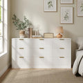 White 9 Drawer Dresser for Bedroom, 63" Wide Modern Fluted Chest of Drawers, Wooden Dresser with Gold Metal Handles, Mid Century Large Dresser TV Stand for Living Room Hallway by RESOM
