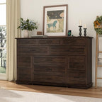 jiteentarou Farmhouse 12 Drawer Dresser for Bedroom,63” Wood Dresser & Chest of Drawers with Power Outlets,Large & Wide Dressers for Bedroom,Tall Storage Dresser Organizer(Rustic Brown) - Image 3