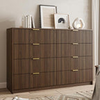 MAISONARIA Dresser for Bedroom, 8 Drawer Double Dresser, Modern Chest of Drawers for Bedroom, Living Room, Entryway and Closet, 55" L x 15.7" D x 37.4" H, Walnut - Image 7