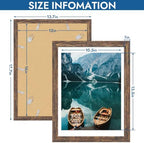 Hongkee 12x16 Picture Frame Set of 4, 12 x 16 Rustic Brown Wood(Mat 11x14) - Image 3