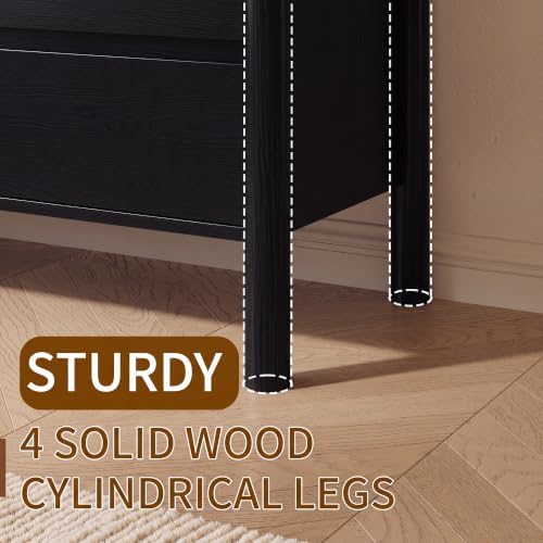 CHUWELL 55" Wide Black 8 Drawer Dresser for Bedroom with Solid Wood Legs - Image 3