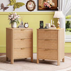 Wodeer 3 Drawer Dresser for Bedroom, 20" W Wood Storage Cabinet with Fluted Design, Modern Chest of Drawers for Living Room, Nursery Clothing Organizer with Metal Slides, Anti-Tipping - Image 3