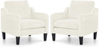 VINGLI Mid Century Modern Accent Chairs Set of 2, Comfy Armchair Chenille Sofa by VINGLI