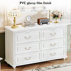 Chrangmay Modern 6 Drawers Dresser Chests for Bedroom,TV Stand,47.2 Wide Chest of Drawers with Handle,Clothes Organizer,Large Storage Cabinet for Living Room,Hallway,with Anti-Tipping Device,Cream - Image 6