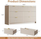 MAISONARIA Beige 7 Drawer Dresser for Bedroom, 55.9" Wide Modern Fluted Dresser with Gold Metal Handles, Wide Chest of Drawers for Bedroom, Living Room, Entryway, Hallway - Image 2