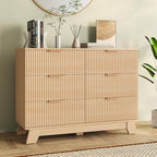 6 Drawer Dresser for Bedroom, Fluted 39.4" Wide Chest of Drawers by HAPPYMONTLLC