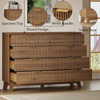 BORNOON Fluted 8 Drawer Tall Dresser, 47.2" Wide Modern Boho Chest of Drawers, Wooden Storage Dresser TV Stand for Bedroom, Living Room, Closet, Hallway, Curved Profile Design - Image 4