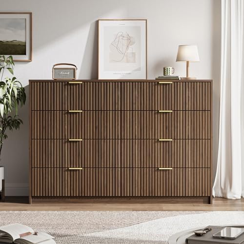 MAISONARIA Dresser for Bedroom, 8 Drawer Double Dresser, Modern Chest of Drawers for Bedroom, Living Room, Entryway and Closet, 55" L x 15.7" D x 37.4" H, Walnut - Image 5