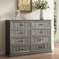 Farmhouse 8 Drawer Dresser for Bedroom, 55" Grey Dresser with TV Stand by CARPETNAL