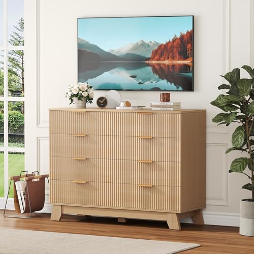 DUMOS Fluted Dresser for Bedroom, Wide Modern Storage Organizer, 8 Drawers - Image 3