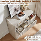 LEYAOYAO Fluted 5 Drawers Dresser for Bedroom, 34" Tall Modern Chest of Drawers with Metal Handle, Curved Profile Design,Light Grey Wood Drawer Organizer for Bedroom, Living Room, Hallway, Entryway - Image 6