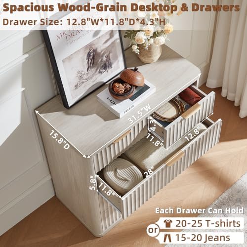 LEYAOYAO Fluted 5 Drawers Dresser for Bedroom, 34" Tall Modern Chest of Drawers with Metal Handle, Curved Profile Design,Light Grey Wood Drawer Organizer for Bedroom, Living Room, Hallway, Entryway - Image 6