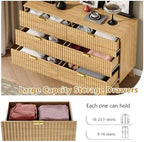 Wodeer 6 Drawer Fluted Dresser for Bedroom, Mid Century Modern Wooden Dresser with 6 Drawers, Dressers & Chests of Drawers with Metal Handle, TV Stand & Storage Organizer for Entryway, Hallway, Oak - Image 4