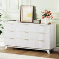 Bonnlo Fluted Dresser, 57" Wide Dresser Wood, Large 9 Drawer Dressers for Bedroom with Metal Handle, Wooden Dresser TV Stand, White by Bonnlo