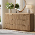 47" Fluted 6 Drawer Dresser for Bedroom, Living Room, Entryway Light Walnut by HOTALLOY