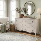 6-Drawer Fluted Dresser, 52" Wide Double Chest of Drawers,Nature Oak - Image 5