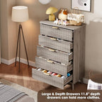 GarveeHome Fluted Dresser for Bedroom with 5 Deep Drawers, Grey - Image 5