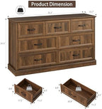Farmhouse 7 Drawer Dresser for Bedroom, 55" Walnut Dresser with TV Stand - Image 2