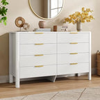 Fluted 8 Drawer Dresser, 47" High Gloss Dresser for Bedroom, White - Image 3