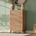 43" Hight Fluted 5 Drawers Dresser for Bedroom,Curved Edge,Oak by TROJMHome