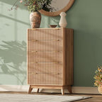 43" Hight Fluted 5 Drawers Dresser for Bedroom,Curved Edge,Oak by TROJMHome