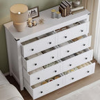 BORNOON Tall 8-Drawer Dresser, Modern Wooden Storage Chest of Drawers, Dresser TV Stand, Wood Drawer Organizer with Metal Handles for Bedroom, Living Room, Hallway - Image 4