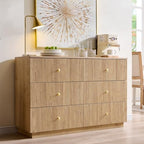 Fluted 6 Drawers Dresser for Bedroom, 47"W Modern Dressers & Chest of Drawers with Metal Handle, Wood Closet Clothes Storage Organizer,Storage Dressers Organizer for Hally/Living Room, Natural - Image 6
