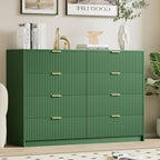 Furniway Green Dresser for Bedroom, Modern Dresser with 8 Drawers and Smooth Slides, Wide Chest of Drawers with Golden Handles for Bedroom, Closet, 15.7" D x 55" W x 37.4" H - Image 7
