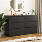 VERYKE Black 6 Drawer Dresser for Bedroom,Chest of Drawers with No-Handle Design for Closet,Modern Wood Dresser Bedroom Storage Furniture - Image 5