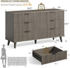 Wood Tall 6 Drawers Dresser, 53.2" W Fluted Modern Dressers for Bedroom - Image 2