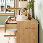 47.2" Wide Fluted 8 Drawer Dresser for Bedroom, Natural - Image 5