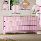 BORNOON Fluted 9 Drawer Dresser, 57.1" Wide Modern Boho Chest of Drawers, Wooden Storage Dresser TV Stand for Bedroom, Living Room, Closet, Hallway, Curved Profile Design - Image 4