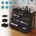 LUMTOK 10 Drawers Dresser with Fabric Bin for Bedroom,Closets，Black Dresser - Image 4
