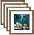 Hongkee 16x16 Frame Set of 4, 16 x 16 Rustic Brown Wood Style(Mat 12x12) by Hongkee