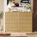 Furniway Mid Century Modern Dresser for Bedroom, 5 Drawer Tall Wood Dresser with Fluted Front, Chest of Drawers for Closet, Living Room, Hallway, Natural Oak - Image 5
