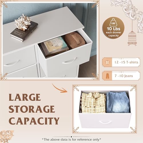 WLIVE Dresser for Bedroom with 6 Drawers, White - Image 4