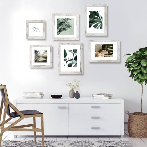 Hongkee 6x9 Picture Frame Set of 4, Made of Real Glass and Distressed White Wooden Frame - 6 by 9 Photo for Wall or Tabletop Display - Image 6
