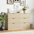 MALOL Modern Fluted 6 Drawer Dresser, Wide Wooden Storage Cabinet with Metal Handles, Silent Glide Drawers, Anti-Tip Chest for Bedroom, Living Room, Natural Wood, 47 Inch by MALOL
