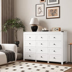 Xixini 59.1" Wide 12-Drawer Farmhouse Dresser for Bedroom, White - Image 2