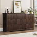 Fluted 9 Drawers Dresser for Bedroom, 63" Wood Dresser with Power Outlet and Deep Drawers, Wide Chest of Drawers, Modern Closet Dressers for Living Room, Upgraded Version with Wooden Drawers, Brown by jiteentarou