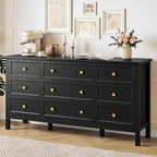 CARPETNAL 59" Black Dresser for Bedroom with 9 Drawer & Modern Gold Handles - Image 2
