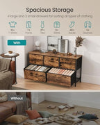 SONGMICS Dresser for Bedroom, Wide Dresser with 5 Fabric Drawers - Image 4