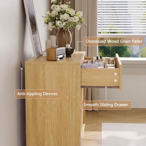 3 Drawer Oak Dresser for Bedroom, 31.5" Wide Mid Century Modern Dresser - Image 7