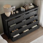 BORNOON 12-Drawer Dresser, Modern Wooden Storage Chest of Drawers, Dresser TV Stand, Wood Drawer Organizer with Metal Handles for Bedroom, Living Room, Hallway - Image 4