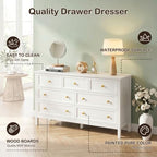 CARPETNAL 55" White Dresser for Bedroom with 7 Drawers & Modern Gold Handle - Image 6