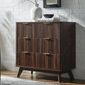 T4TREAM 32" Fluted 3 Drawer Dresser for Bedroom, Dark Walnut by T4TREAMFurniture