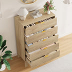 Garvee 5 Drawer Dresser for Bedroom, 47" Tall Fluted Chest of Drawers, Oak - Image 3
