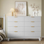 BORNOON Fluted 8 Drawer Tall Dresser, 47.2" Wide Modern Boho Chest of Drawers, Wooden Storage Dresser TV Stand for Bedroom, Living Room, Closet, Hallway, Curved Profile Design - Image 4