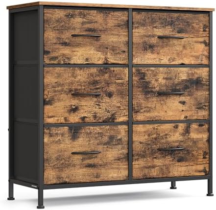 SONGMICS Dresser for Bedroom, Tall Dresser with 6 Fabric Drawers by SONGMICSbySONGMICSHOME